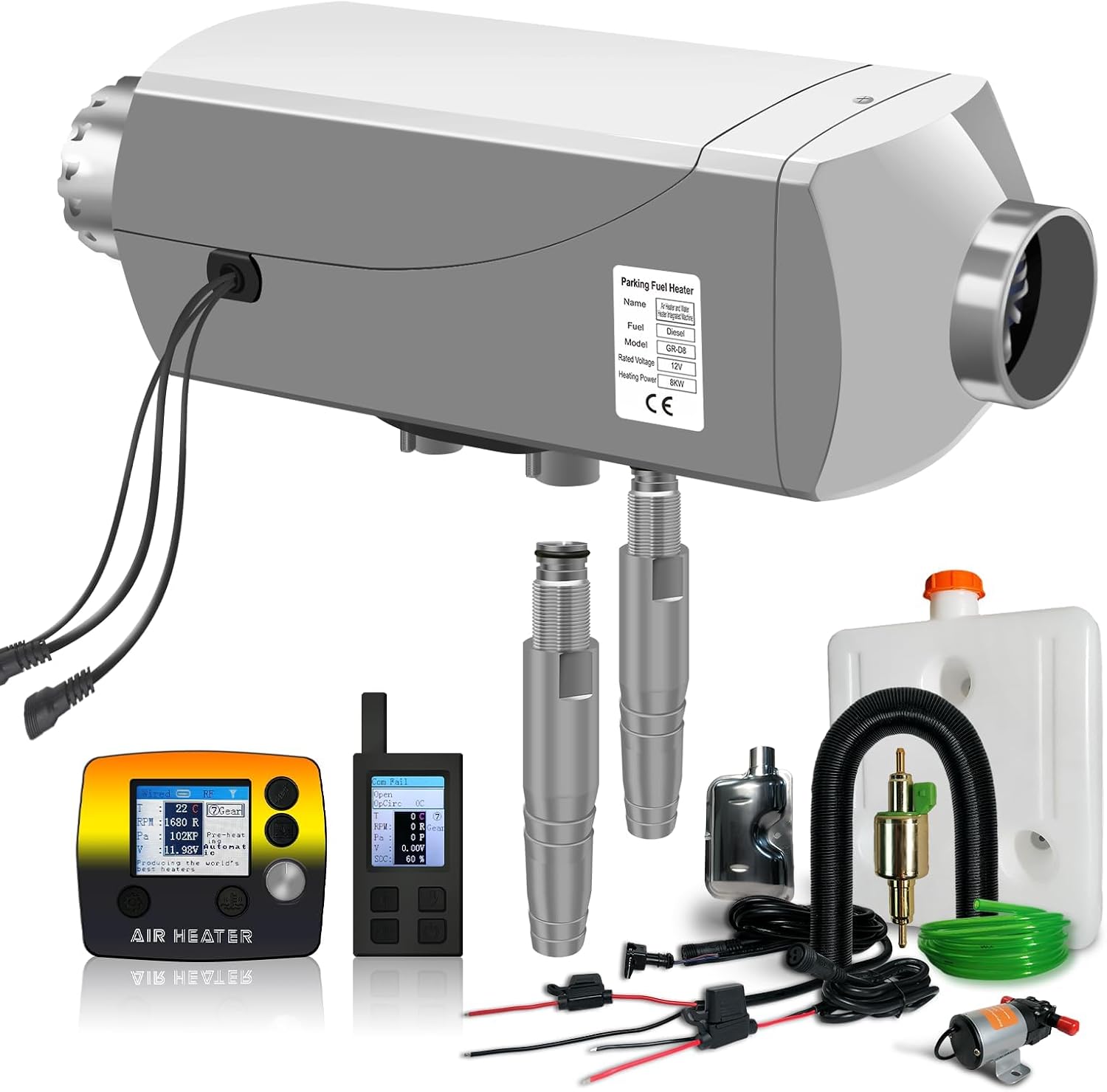 8kW Diesel Heater 12V,All in One Water Air Heating for RVs, Trucks,Ships