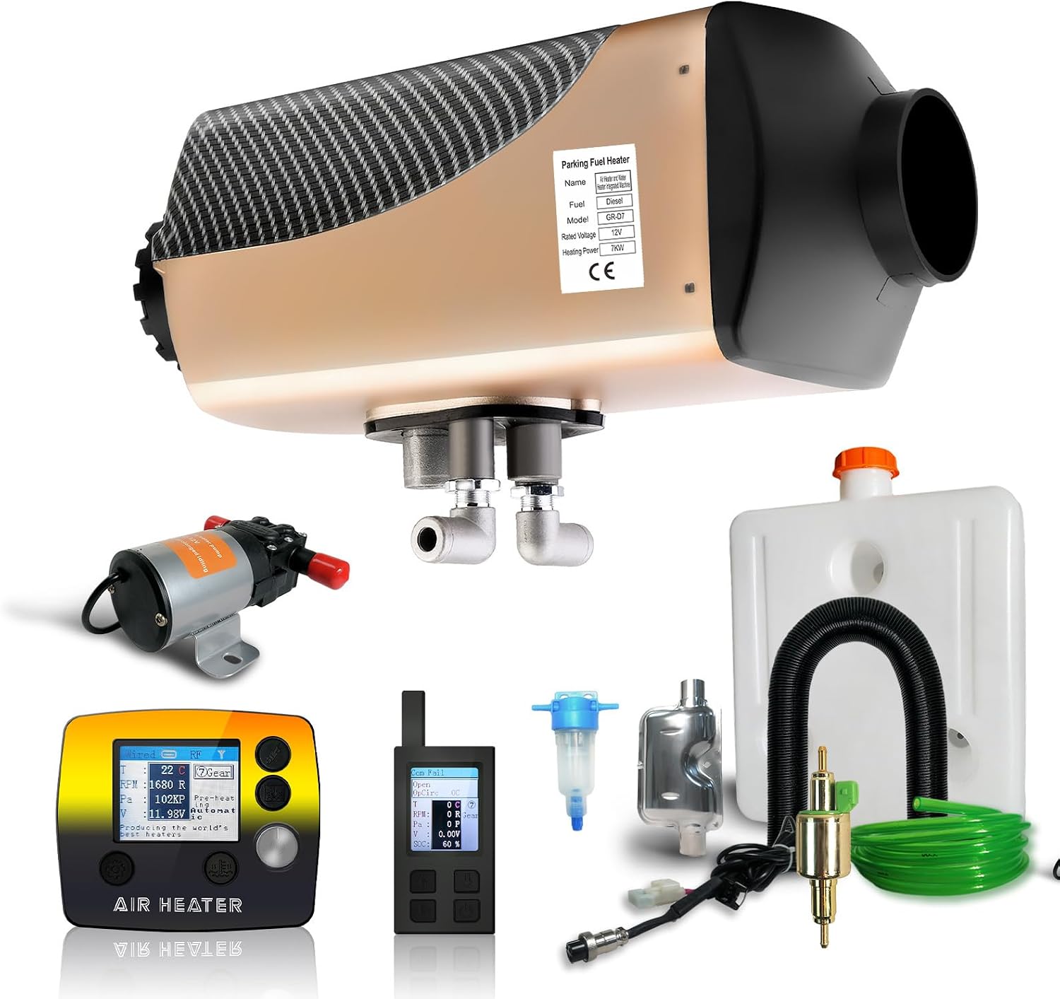 7kW Diesel Water Heater 12V Air Heater All-in-ONE Remote Control